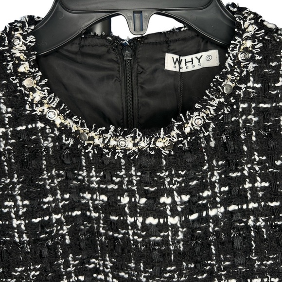 NWT ✨ DESIGNER Black & white tweed cut-out sleeveless mini dress size S - Picture 2 of 5